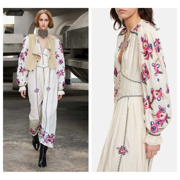 Isabel Marant Dresses & Skirts - Isabel Marant Moyrae Embroidered Floral Silk Maxi Dress size 36 | US 4 Bohemian